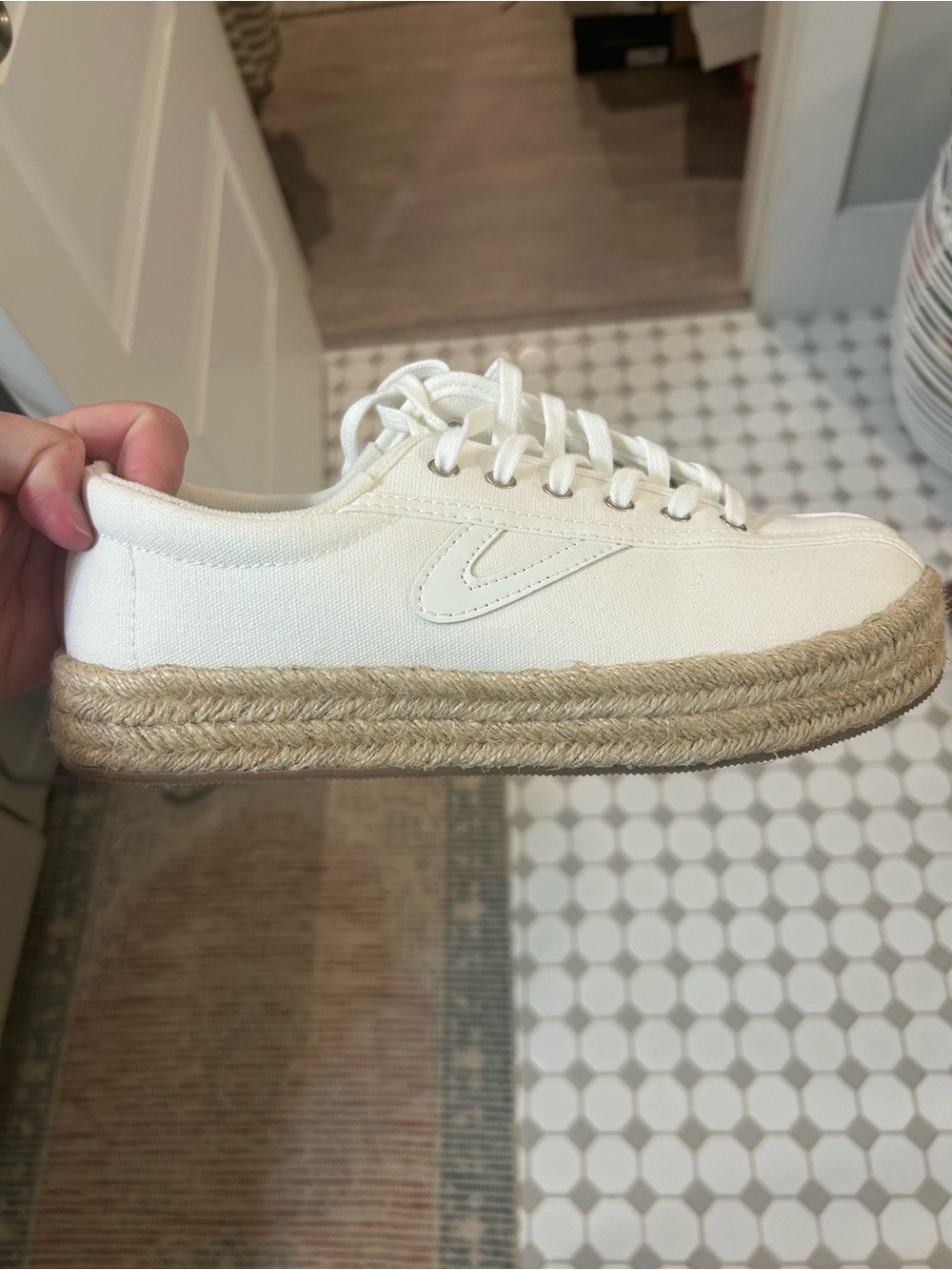 Tretorn White Canvas Espadrille Platform Lace-Up Sneakers